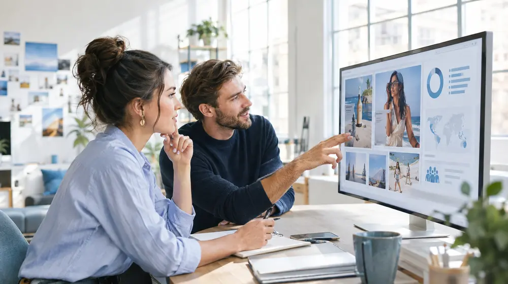 Marketers reviewing ad creative and targeting