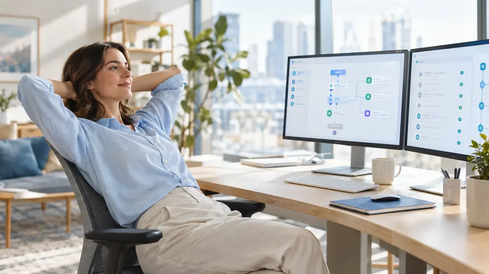 Automated workflows running while a professional steps back